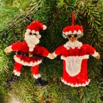 Santa & Mrs. Claus Ornament Set - Handmade Rubber Band - Image 3